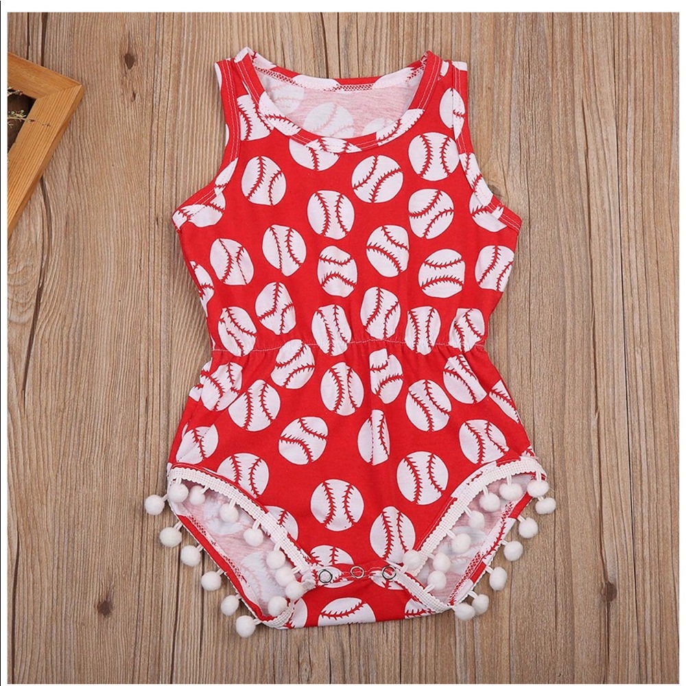 Baby Girls Boutique Baseball Romper 3-6 months
